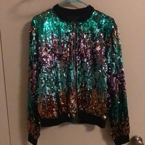Stylish Sequin Bomber Jacket